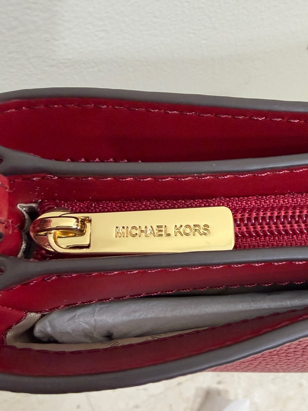 Michael Kors Trisha Medium Crossbody Bag-Cherry - Picture 14 of 16